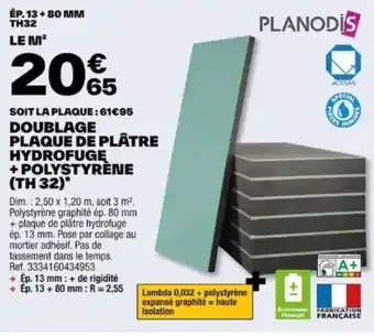 Promo Doublage plaque de platre hydrofuge chez Brico Depot