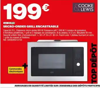 Brico Dépôt MICRO-ONDES GRILL ENCASTRABLE offre