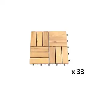 Lot de 33 dalles bois d'acacia 30x30 cm format mosaïque