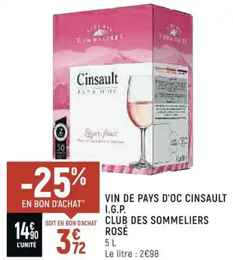 Petit Casino Vin de pays d’oc cinsault i.g.p. club des sommeliers rosé offre