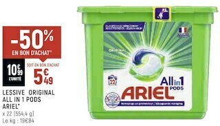 Petit Casino Ariel lessive original all in 1 pods * offre