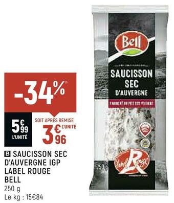Bell saucisson sec dâauvergne igp label rouge