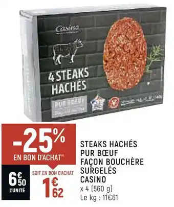 Petit Casino Casino steaks hachés pur bœuf façon bouchère surgelés offre