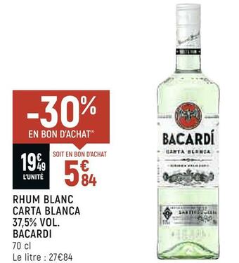 Bacardi rhum blanc carta blanca 37,5% vol.