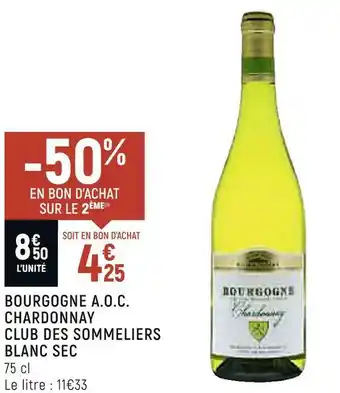 Spar Club des sommeliers bourgogne a.o.c. chardonnay blanc sec offre