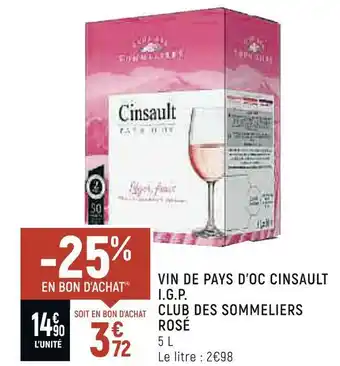 Spar Club des sommeliers vin de pays d’oc cinsault i.g.p. rosé offre
