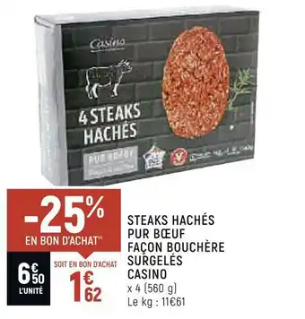 Spar Casino steaks hachés pur bœuf façon bouchère surgelés offre