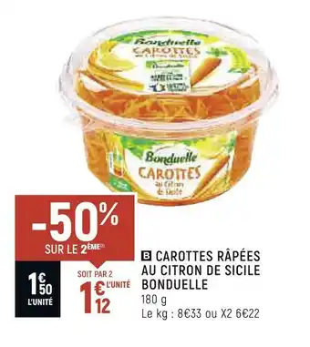 Spar Bonduelle carottes râpées au citron de sicile offre