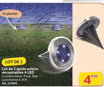 Gifi Lot de 2 spots solaire encastrables 4 LED offre