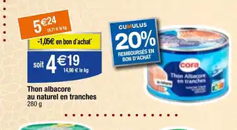 Migros Thon albacore au naturel en tranches 280 g offre