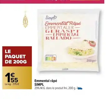 Carrefour Market Emmental Râpe offre