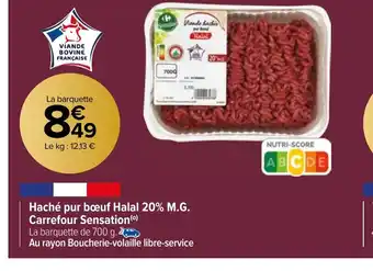 Carrefour Market Haché pur bœuf Halal 20% M.G. Carrefour Sensation offre