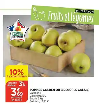 Bi1 Pommes Golden Ou Bicolores Gala offre