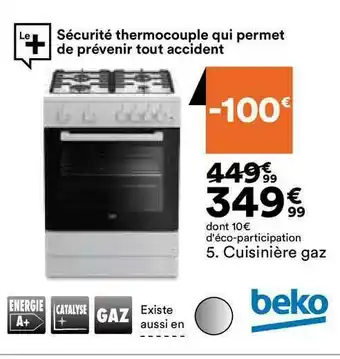 BUT Cuisinière Gaz Beko offre