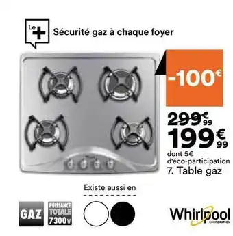 BUT Table Gaz Whirlpool offre