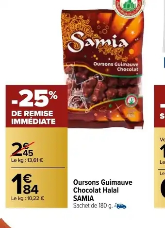 Carrefour Market Oursons Guimauve Chocolat Halal offre