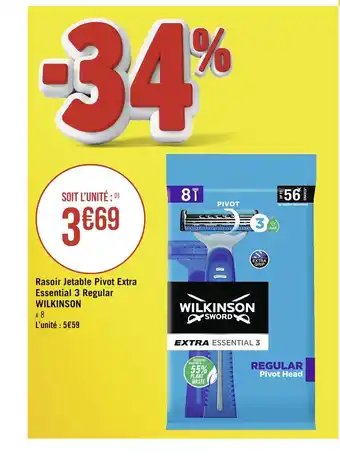 Casino Supermarchés WILKINSON Rasoir Jetable Pivot Extra Essential 3 Regular offre