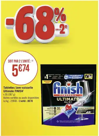 Casino Supermarchés FINISH Tablettes lave-vaisselle Ultimate offre