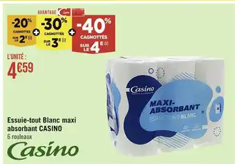 Casino Supermarchés CASINO Essuie-tout Blanc maxi absorbant offre