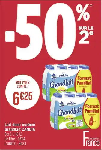 CANDIA Lait demi écrémé Grandlait