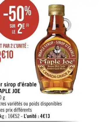 Géant Casino MAPLE JOE Pur sirop d’érable offre