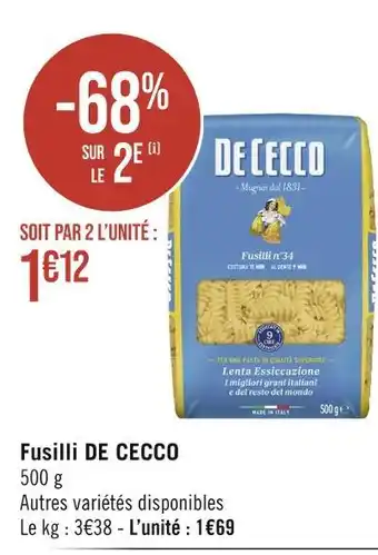 Géant Casino DE CECCO Fusilli offre