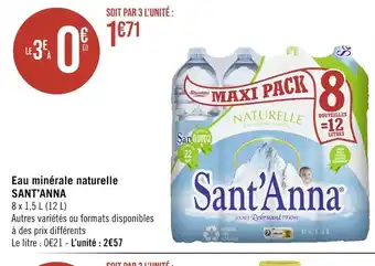 Géant Casino SANT’ANNA Eau minérale naturelle offre