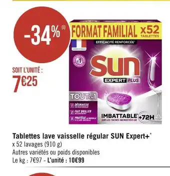 SUN Expert+ Tablettes lave vaisselle régular