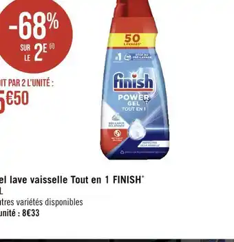 Géant Casino FINISH Gel lave vaisselle Tout en 1 offre