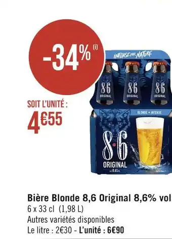 Géant Casino Bière 8,6 Bière Blonde Original % vol offre