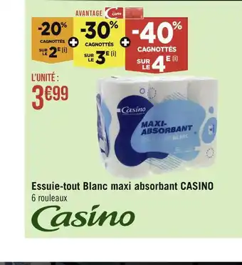 Géant Casino CASINO Essuie-tout Blanc maxi absorbant offre