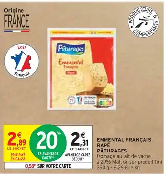 Intermarché PÂTURAGES EMMENTAL FRANÇAIS RAPÉ offre