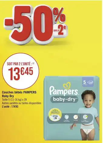 Géant Casino PAMPERS Couches bébés Baby Dry offre