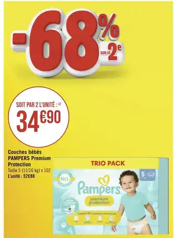 Géant Casino PAMPERS Couches bébés Premium Protection offre