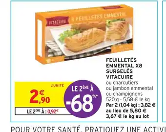 Intermarché VITACUIRE FEUILLETÉS EMMENTAL X8 SURGELÉS offre