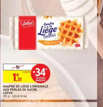 Intermarché LOTUS GAUFRE DE LIÈGE L'ORIGINALE AUX PERLES DE SUCRE offre