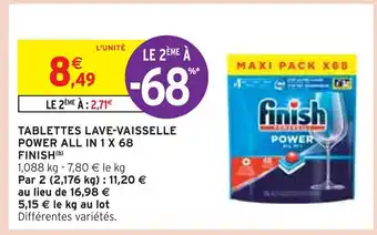 Intermarché FINISH TABLETTES LAVE-VAISSELLE POWER ALL IN 1 X 68 (b) offre