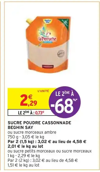 Intermarché BEGHIN SAY SUCRE POUDRE CASSONNADE offre