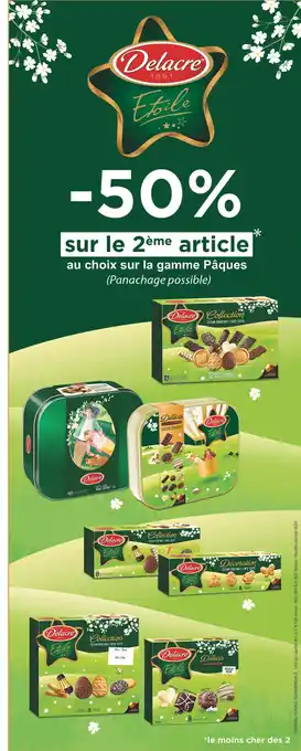 Cora x Carrefour Delacre -50% sur le 2ème article au choix sur la gamme Pâques Delacre offre