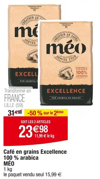 Cora x Carrefour MÉO Café en grains Excellence 100 % arabica offre