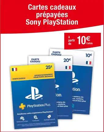 Cora x Carrefour Sony Cartes cadeaux prépayées PlayStation offre