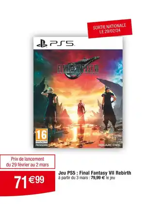 Cora x Carrefour Jeu PS5 : Final Fantasy VII Rebirth offre