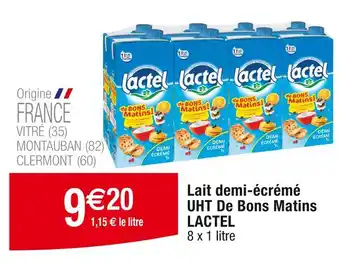 Cora x Carrefour LACTEL Lait demi-écrémé UHT De Bons Matins offre