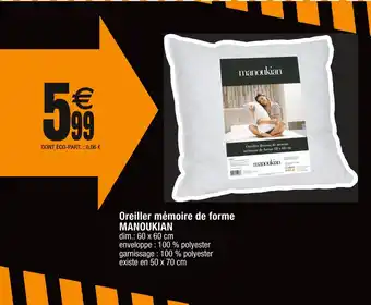 Cora x Carrefour MANOUKIAN Oreiller mémoire de forme offre