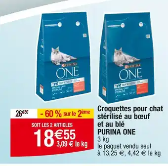Cora x Carrefour PURINA ONE Croquettes pour chat stérilisé au bœuf et au blé offre