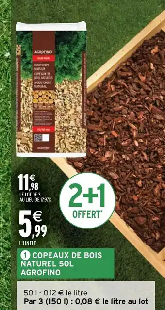 Intermarché Hyper 1 COPEAUX DE BOIS NATUREL 50L AGROFINO offre