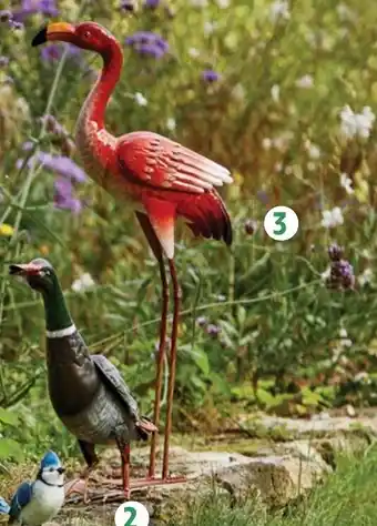 3 FLAMANT ROSE EN METAL
