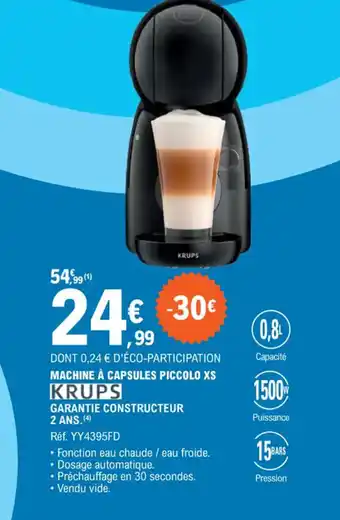 E.Leclerc MACHINE À CAPSULES PICCOLO XS KRUPS offre