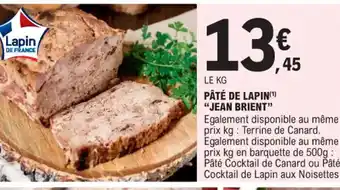 E.Leclerc PÂTÉ DE LAPIN JEAN BRIENT offre