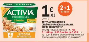 E.Leclerc ACTIVIA PROBIOTIQUES CÉRÉALES GRANOLA AMARANTE OFFRE DÉCOUVERTE offre